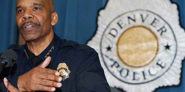 Jan. 29, 2015: Denver Police Department Chief Robert White responds to questions during a news conference about the death of a 17-year-old woman who was killed after she allegedly hit and injured a Denver Police Department officer while driving a stolen vehicle early Monday in a northeast Denver alley. (AP Photo/David Zalubowski)