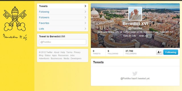 Dec. 3, 2012: The Pope's Twitter feed, @Pontifex, which is also being distributed in six other languages, from Arabic to Italian.
