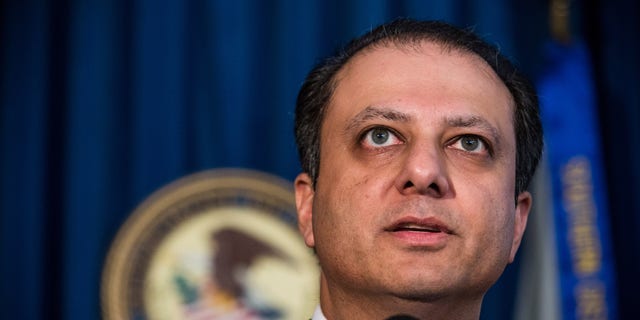 NEW YORK, NY - NOVEMBER 04:  U.S. Attorney for the Southern District of New York, Preet Bharara, speaks at a press conference to announce a proposed resolution to insider trading and civil charges against four S.A.C. Capital Management companies, on November 4, 2013 in New York City.  The S.A.C. will have to pay $900 million in fines.  (Photo by Andrew Burton/Getty Images)
