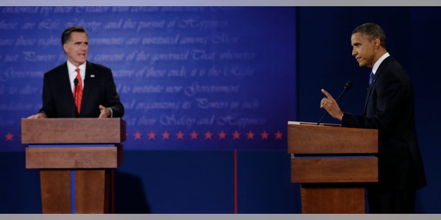 Oct. 3, 2012: President Obama and Mitt Romney debate in Denver.