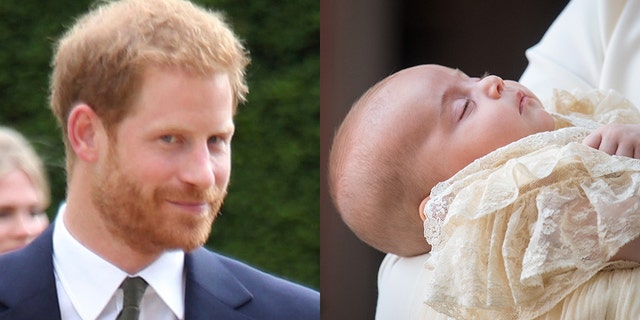 Prince Harry (left) reportedly paid thousands of pounds for a christening present for Prince Louis (right).