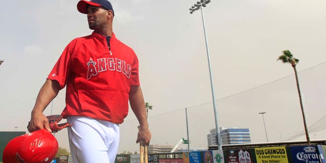Albert Pujols at Spring training in Tempe, AZ.