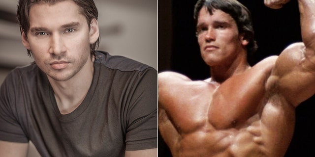 Filmmaker Vlad Yudin, left. A scene from "Pumping Iron," right.