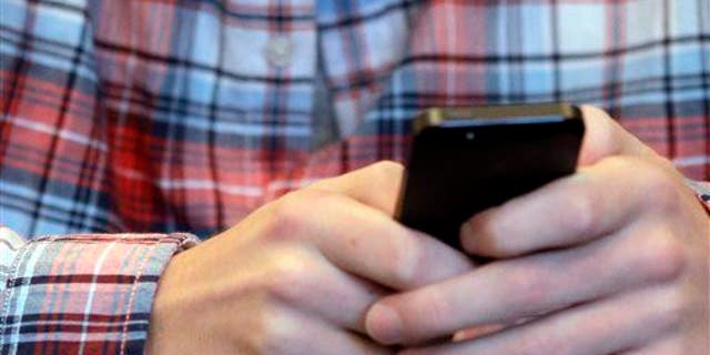 This file photo shows a young person checking his smartphone.