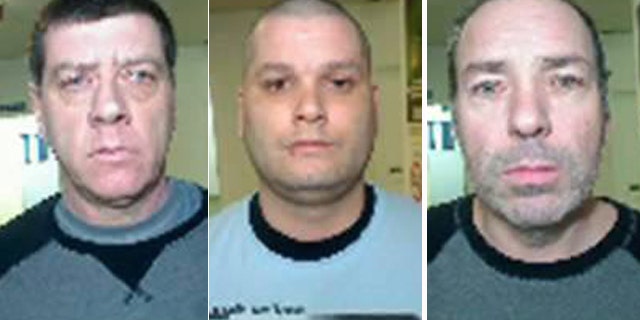 June 7, 2014: These images taken from police handout photos show, from left, Denis Lefebvre, Yves Denis, and Serge Pomerleau. (AP/The Canadian Press, Surete Du Quebec)