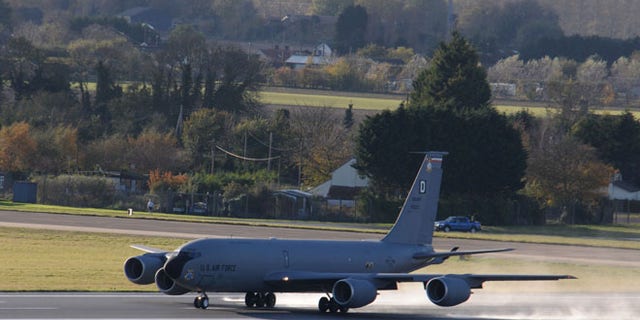 A KC-135 Stratotanker takes off Nov. 12, 2014 at RAF Mildenhall, England.