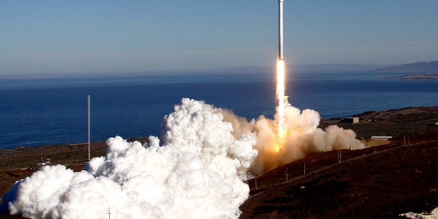 A Falcon 9 rocket, built and flown by Space Exploration Technologies, or SpaceX, soared off a newly refurbished, leased launch pad at Vandenberg Air Force Station on September 29, 2013.