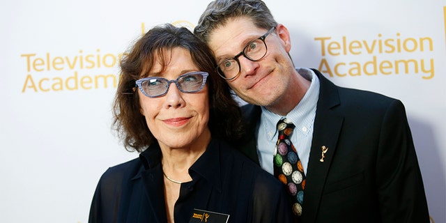Bob Bergen (right) with friend, actress Lily Tomlin.