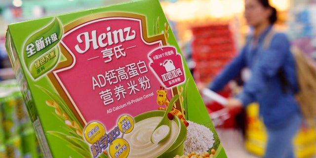 A box of Heinz AD Calcium Hi-Protein Cereal, which is part of a batch of the cereal not affected by a recent recall, is pictured at a supermarket in Hangzhou, Zhejiang province August 18, 2014.