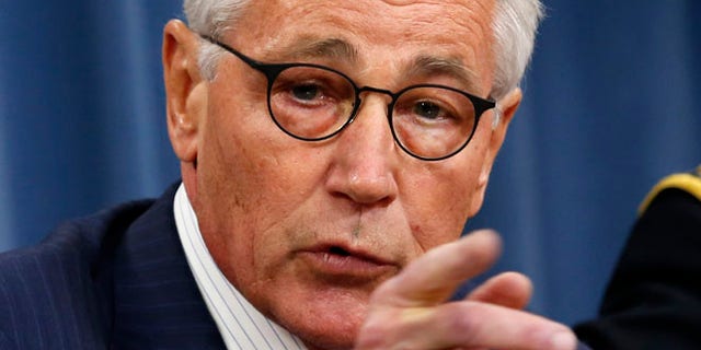 Aug. 21,2014: Secretary of Defense Chuck Hagel speaks during a press briefing at the Pentagon in Washington.