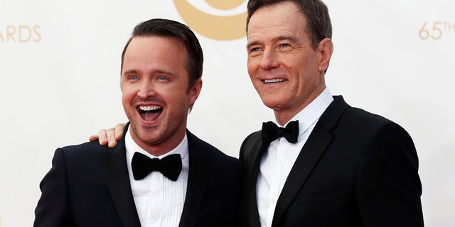 Actors Aaron Paul (L) and Bryan Cranston from the AMC's series "Breaking Bad."