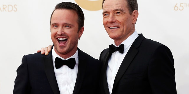Actors Aaron Paul (L) and Bryan Cranston from the AMC's series "Breaking Bad."