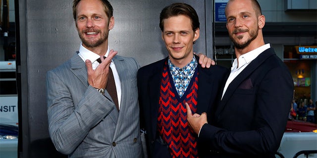 Bill Skarsgard (center) poses with his Swedish acting brothers: Alexander Skarsgard (left) and Gustaf Skarsgard.
