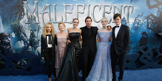 Lesley Manville (in pink gown) worked alongside Angelina Jolie in Disney's "Maleficent".