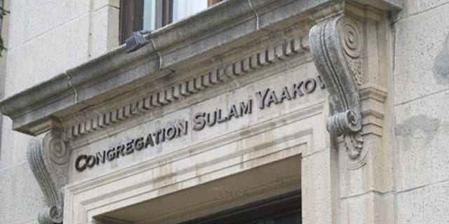 July 12, 2013: The synagogue of Congregation Sulam Yaakov in Larchmont, N.Y. The congregation's rabbi, Alfredo Borodowski, is charged with impersonating a police officer by flashing a badge and ordering a fellow motorist to pull over. The rabbi said he was angered by her slow driving. (AP Photo/Jim Fitzgerald)