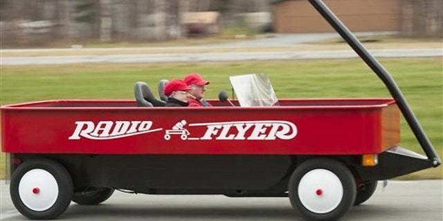 Fred Keller and Judy Foster worked on their oversized wagon for 11 months, using the base of a 1976 Mazda B1600 pickup truck.