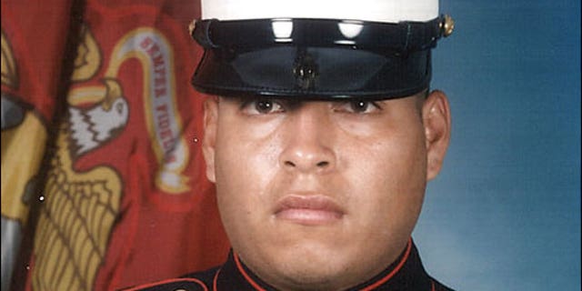 Marine Corps Sgt. Rafael Peralta, who died in Iraq, has been mentioned as an alternative to Cesar Chavez for the name of a cargo ship under construction in San Diego. (U.S. Marines via AP)