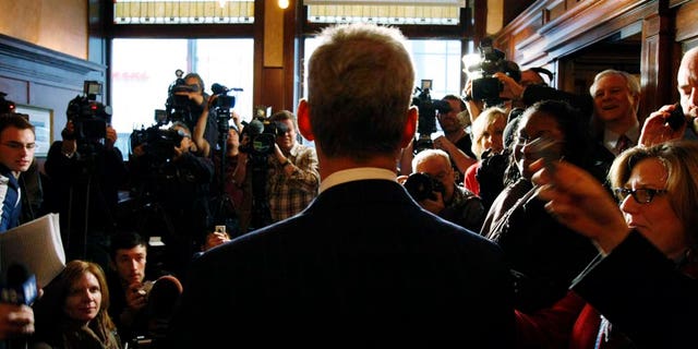 Chicago Mayor Rahm Emanuel takes questions from press.