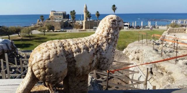 Archaeologists found an ancient marble ram in Caesarea Harbor National Park along Israel's Mediterranean coast.