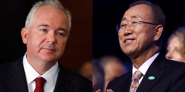 Venezuela's U.N. ambassador, Rafael Ramirez (left), and U.N. Secretary General Ban Ki-moon (Photos: Getty Images)