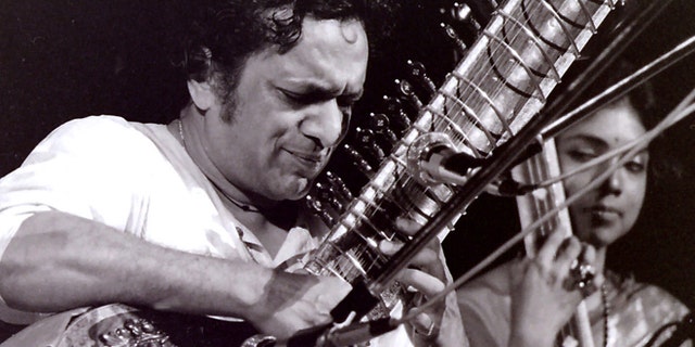 This August 1969 photo provided by Mark Goff shows Ravi Shankar performing at the Woodstock music festival.