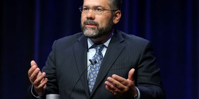 BEVERLY HILLS, CA - AUGUST 07: Journalist Ray Suarez speaks onstage during the 'Latino Americans' panel discussion at the PBS portion of the 2013 Summer Television Critics Association tour at the Beverly Hilton Hotel on August 7, 2013 in Beverly Hills, California. (Photo by Frederick M. Brown/Getty Images)