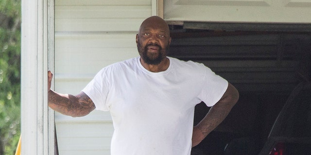 Ray Meeks, who has been in jail most of his son Jeremy Meeks' life, is spotted outside his brother's home in central Texas.
