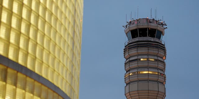 The FAA control tower at Reagan National Airport is seen in Arlington, Wednesday, March 23, 2011. (AP)