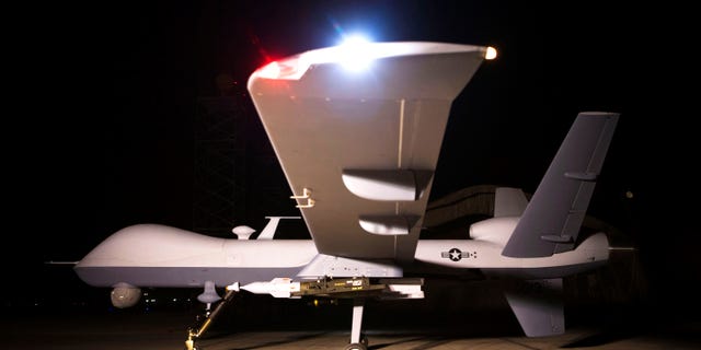 An MQ-9 Reaper sits on a ramp in Afghanistan Sept. 31. The Reaper is launched, recovered and maintained at deployed locations, while being remotely operated by pilots and sensor operators at Creech Air Force Base, Nev.
