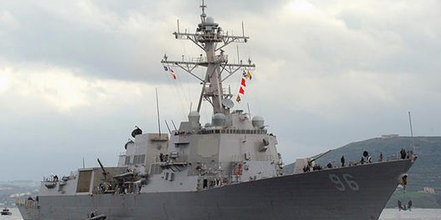 The German Naval warship Frigatte Rheinland Pfalz, seen, as it docks at the port of Mombasa, Kenya, with seven suspected Somali pirates Wednesday, April 8, 2009. The Foreign Ministry says Germany has handed over to Kenya seven men captured after they attacked a German naval supply ship in the Gulf of Aden. The seven apparently mistook the FGS Spessart for a commercial ship and opened fire March 29. They were chased down and captured by international forces. (AP Photo)