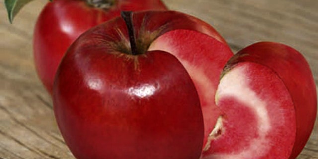 The world's first red-fleshed apple, the Redlove, has rosy-red flesh with a beautiful pattern running through it, thanks to genetic modification.