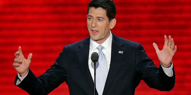 FILE: Aug. 29, 2012: Republican vice presidential nominee Rep. Paul Ryan addresses the Republican National Convention in Tampa, Fla.