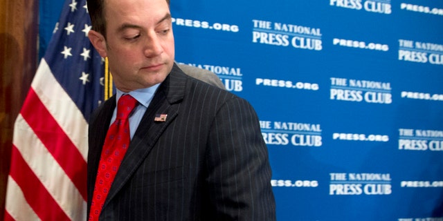 March 18, 2013: Republican National Committee (RNC) Chairman Reince Priebus leaves after speaking at the National Press Club in Washington.