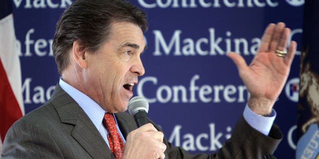 September 24: Republican presidential candidate Texas Gov. Rick Perry addresses the Republican Leadership Conference at the Grand Hotel on Mackinac Island, Mich.