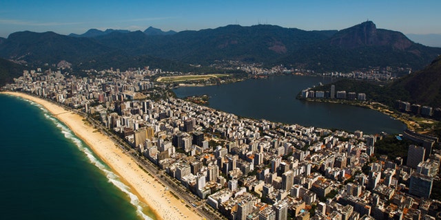 RIO DE JANEIRO, BRAZIL - NOVEMBER 12: Aerial view of Rodrigo de Freitas Lagoon (Lagoa Rodrigo Freitas) and Ipanema beach on November 12, 2013 in Rio de Janeiro, Brazil. (Photo by Buda Mendes/Getty Images)