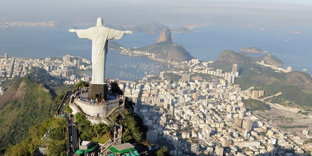RIO DE JANEIRO, BRAZIL - JULY 27:  An aerial view of the 'Christ the Redeemer' statue on top of Corcovado mountain on July 27, 2011 in Rio de Janeiro, Brazil.  (Photo by Michael Regan/Getty Images)