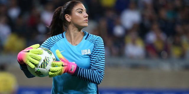 Hope Solo during Olympic match against New Zealand at the Mineirao stadium in Belo Horizonte, Brazil, Aug. 3, 2016.