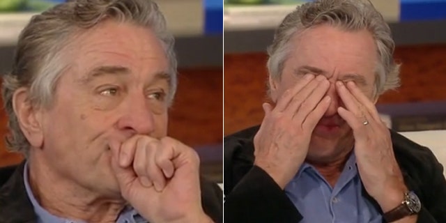 Robert De Niro tears up during an interview with Katie Couric.