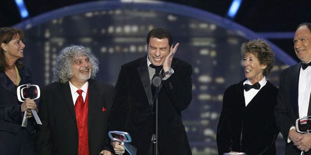 April 10, 2011: Actors (L-R) Marcia Strassman, Robert Hegyes, John Travolta, Ellen Travolta and Gabe Kaplan accept the "35th Anniversary" award during the 2011 TV Land Awards.