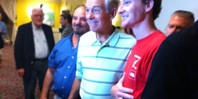 Ron Paul poses for a photo at Wednesday's campaign event in Mason City, Iowa. (Fox News Photo/Jake Gibson)