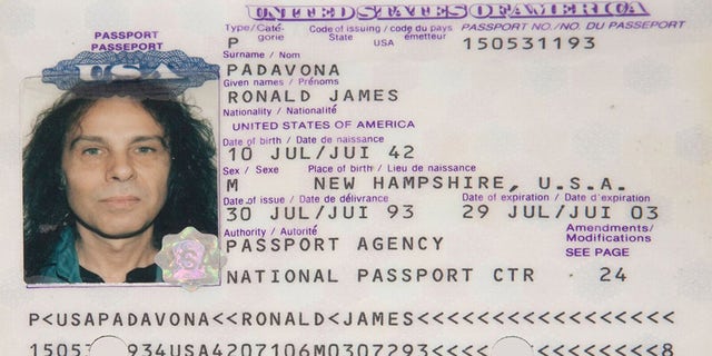 Ronnie James Dio's 1993 passport was one of the many items from his estate that were available at auction.