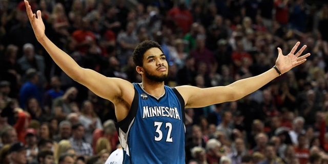 Karl-Anthony Towns made a startling revelation on social media Tuesday. (AP Photo/Steve Dykes, File)