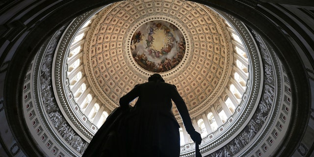 A statue of George Washington stands in the Rotunda of the U.S. Capitol Aug. 28, 2012 on Capitol Hill in Washington, D.C.