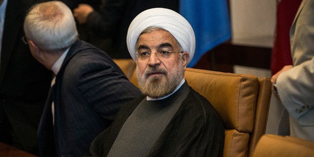 NEW YORK, NY - SEPTEMBER 26: Iranian President Hassan Rouhani, meets with United Nations Secretary General Ban Ki-moon (not seen) on the sidelines of the United Nations General Assembly on September 26, 2013 in New York City. While their have been talks of diplomatic relations between Iran and the United states restarting, Rouhani turned down an opportunity to meet with U.S. President Barack Obama earlier in the week. (Photo by Andrew Burton/Getty Images)
