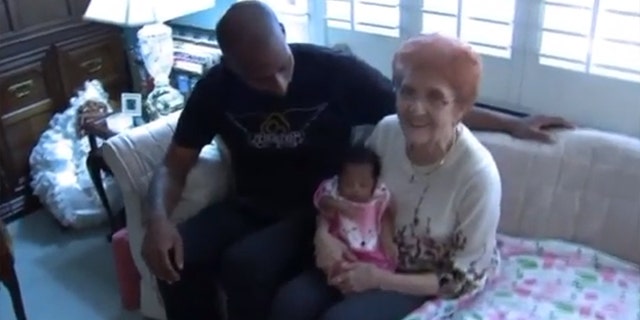 A hospital volunteer agreed to house a man and his four-day-old daughter after Frontier Airlines said the infant was too young to fly.