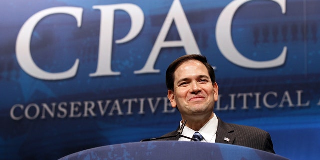 WASHINGTON, DC - FEBRUARY 09: Sen. Marco Rubio (R-FL) delivers a speech titled, "Is America Still an Exceptional Nation?" during the annual Conservative Political Action Conference (CPAC) February 9, 2012 in Washington, DC. Thousands of conservative activists are expected to attend the annual gathering in the nation's capital. (Photo by Win McNamee/Getty Images)