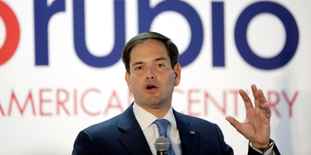 FILE - In this Oct. 19, 2015 file photo, Republican presidential candidate Marco Rubio speaks in Boulder, Colo. Rubios lean presidential campaign is putting on weight. By every measure, the Florida senators bid for the Republican nomination has grown more robust in October, boosted again by a strong showing in Wednesday nights debate. In preference polls and places where people can wager on who they think will win, hes ticking upward. (AP Photo/Rick Bowmer, File)