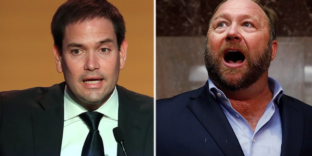 Sen. Marco Rubio got into a spat with personality Alex Jones on Wednesday.