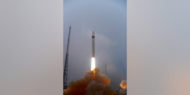 PLESETSK SPACEPORT, RUSSIA - NOVEMBER 22: In this handout photo released by the European Space Agency (ESA), the Russian Rockot launcher lifts off with the ESAs three-satellite Swarm constellation November 22, 2013 from the Plesetsk spaceport.The satellites will be used to monitor Earths magnetic field. (Photo by Stephane Corvaja/ESA via Getty Images)