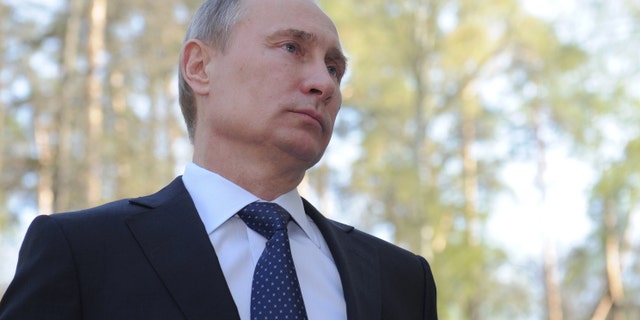 May 3, 2012: Russian Prime Minister Vladimir Putin speaks to the media after a meeting of a supervisory council of the Agency for Strategic Initiatives in the novo-Ogaryovo residence outside Moscow.